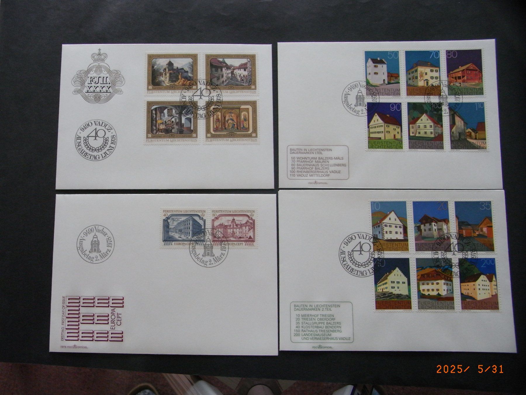 Tutti i francobolli: 1978 FDC 8 Couverts top  KP 124.-- – Usato da Ittigen venduto da shetland