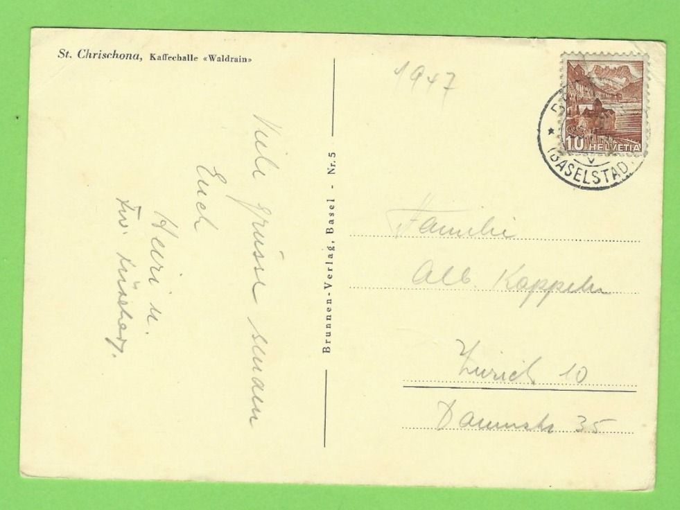 Cartoline postali: St. Chrischona, Kaffehalle "Waldrain" – Usato da Zürich venduto da t24_de 1