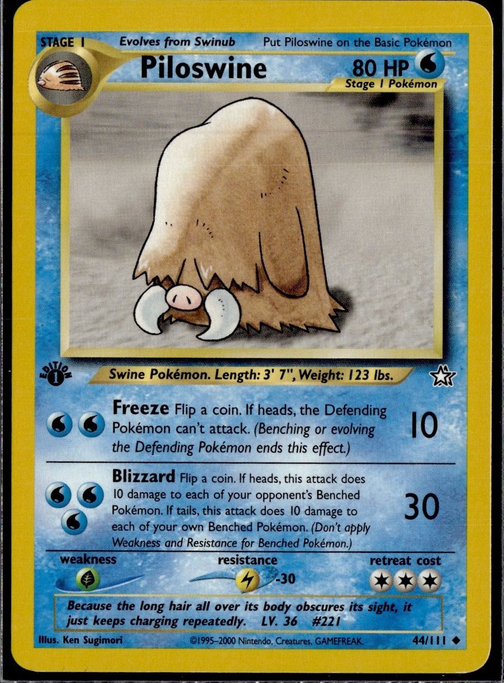 Pokémon Carte collezionabili: Piloswine 44/111 1st Edition Neo Genesis – Usato da Zürich venduto da pokemon_cards