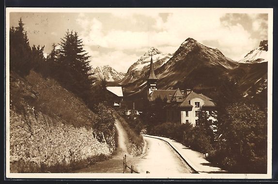 Cartoline postali: Arosa, Strassenpartie mit Blick auf die  – Usato da Berlin venduto da bartko-reher