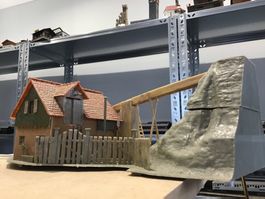 Modellbau Wassermühle,Handarbeit,Diorama,Spur H0