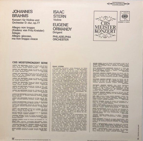 Schallplatten: Brahms – Violinkonzert (LP, Isaac Stern / Ormandy) – Gebraucht aus Grüningen von azulamarillo_vinyl 1