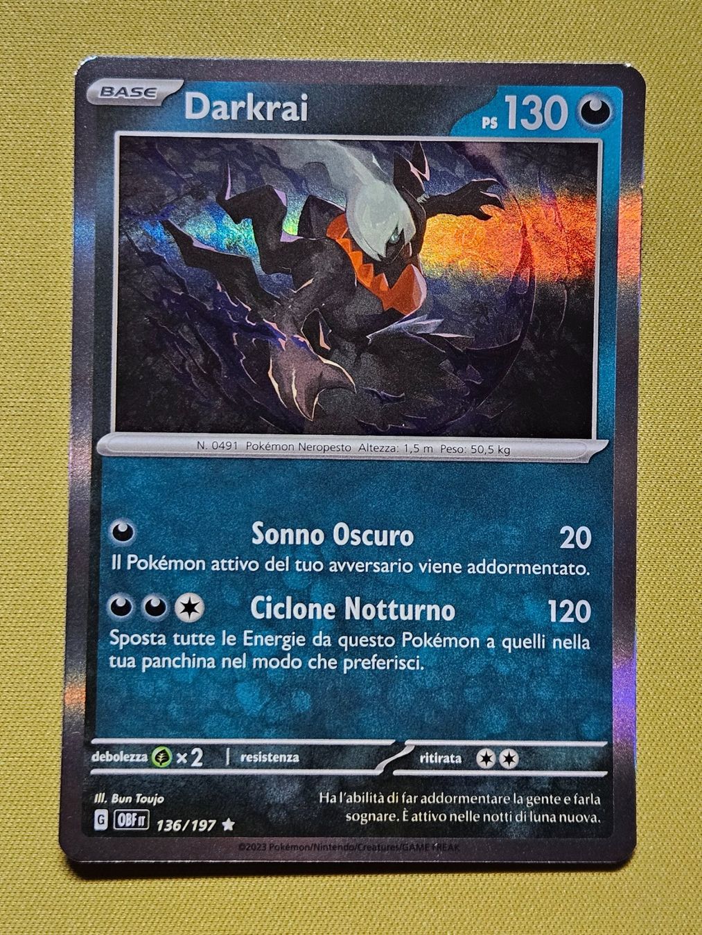 Pokémon Carte collezionabili: Obsidian Flames - Darkrai 136/197 IT – Usato da Bellinzona venduto da Pokemarco