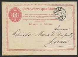 1872 Ganzsachenkt. von Olten nach Aarau