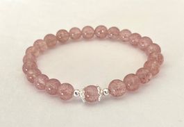 Edelstein Armband Erdbeerquarz mit Silber auf Mass