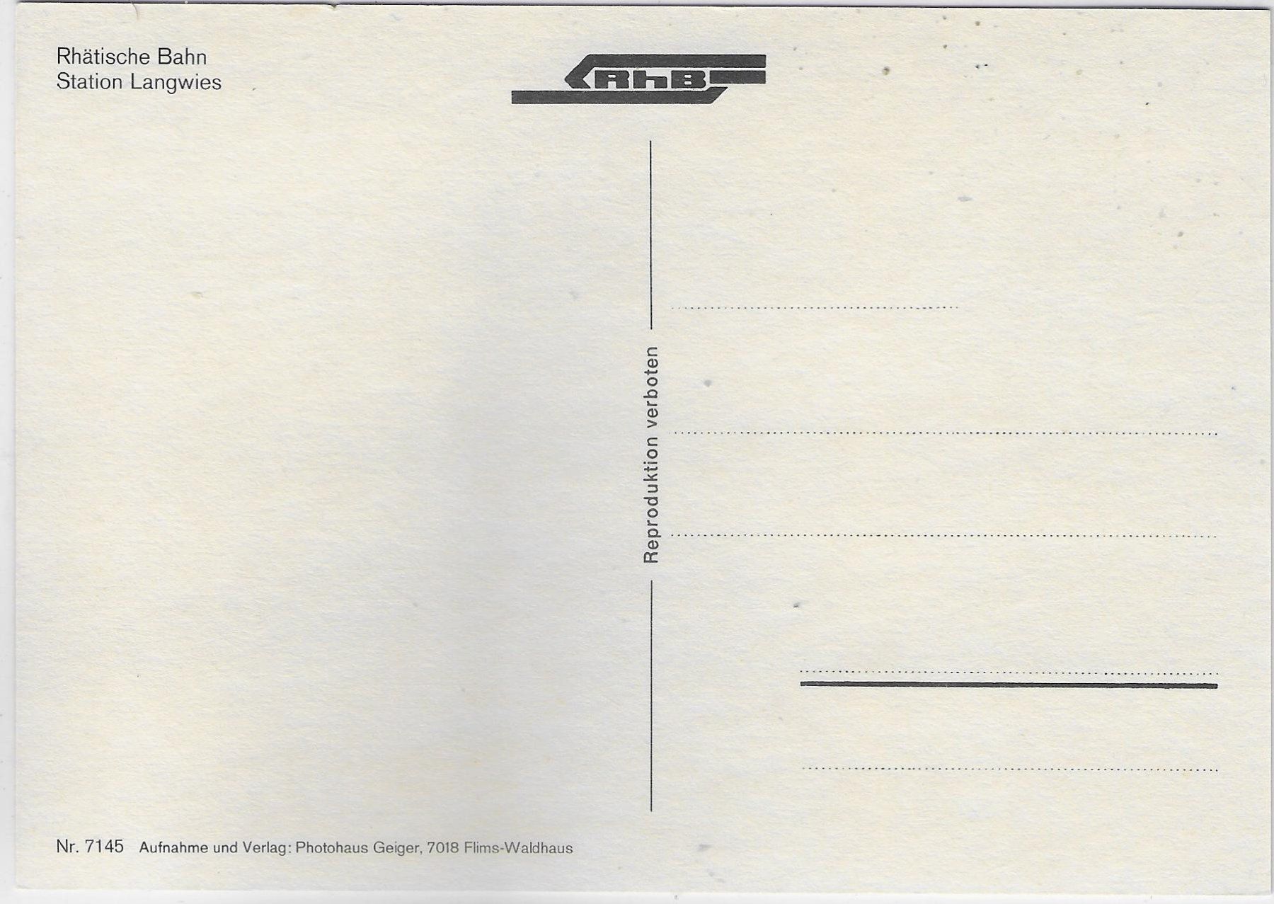 Cartoline postali: Rhätische Bahn - Station Langwies – Usato da Ettingen venduto da Kartenplanet 1