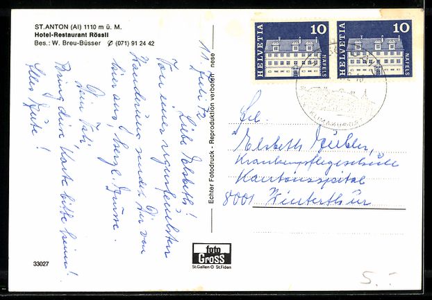 Cartes postales: St. Anton /App., Hotel-Restaurant Rössl – D'occasion à Berlin par bartko-reher 1