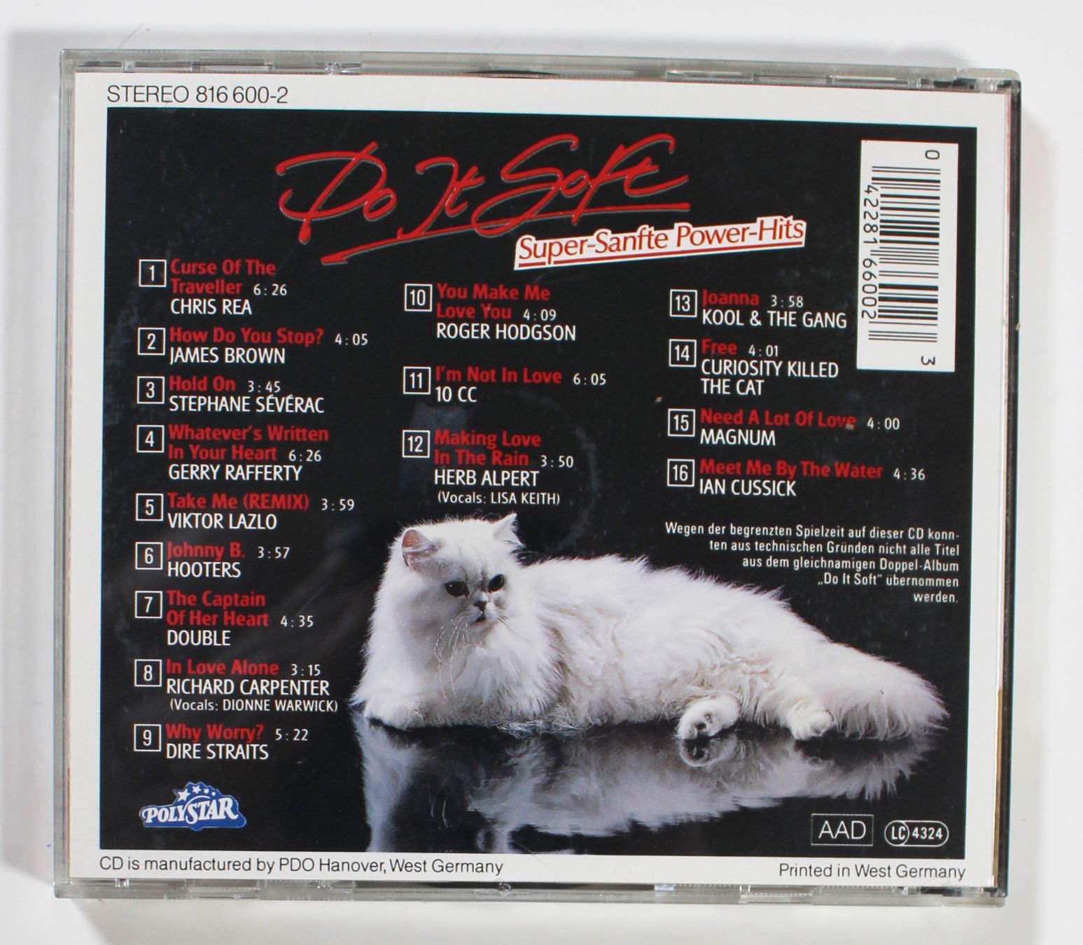 CD: CD - DO IT SOFT - SUPER SANFTE POWER HITS 1987! – Usato da Brüttisellen venduto da Collector-Corner 2