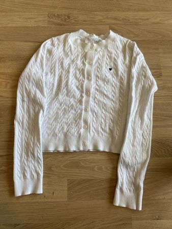 Strickjacke H&M Weiss Zopfmuster Grösse 170