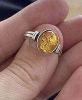 Silberring 925 mit echtem Bernstein  Gr. ca. 56/57