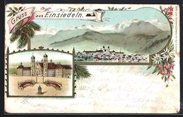 Litho Einsiedeln, Ansicht des Klosters, 