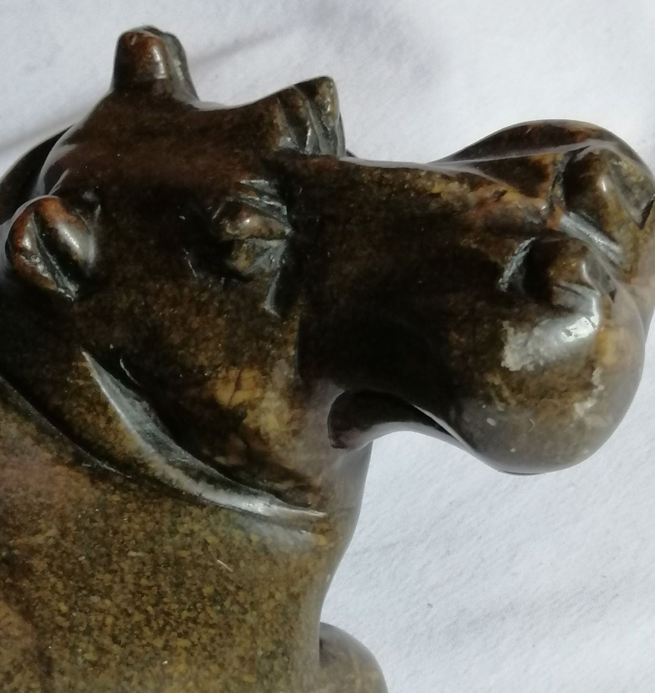 Statuette: Nilpferd liegend - handgeschnitzt - Stein / Speckstein – Usato da Oberriet SG venduto da Atir47 1