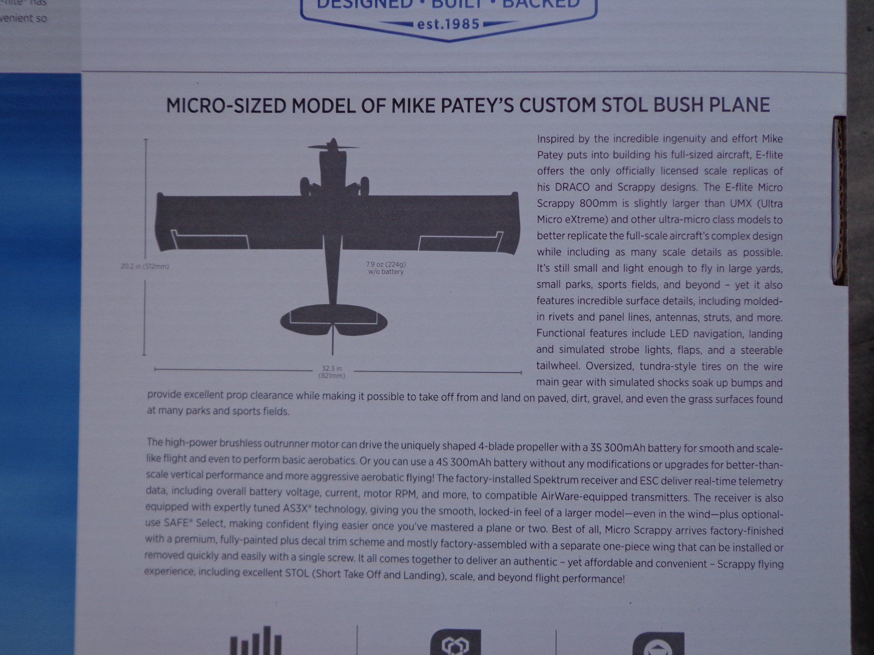 E-Flite Modellismo RC: E-flite Micro Scrappy 800mm, BNF Basic-Set - EFL02150D – Nuovo e nell'imballaggio originale da Camorino venduto da Dibi7 4
