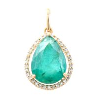 3.48ct Natural Emerald & Diamond 14K Gold Pendant Certified