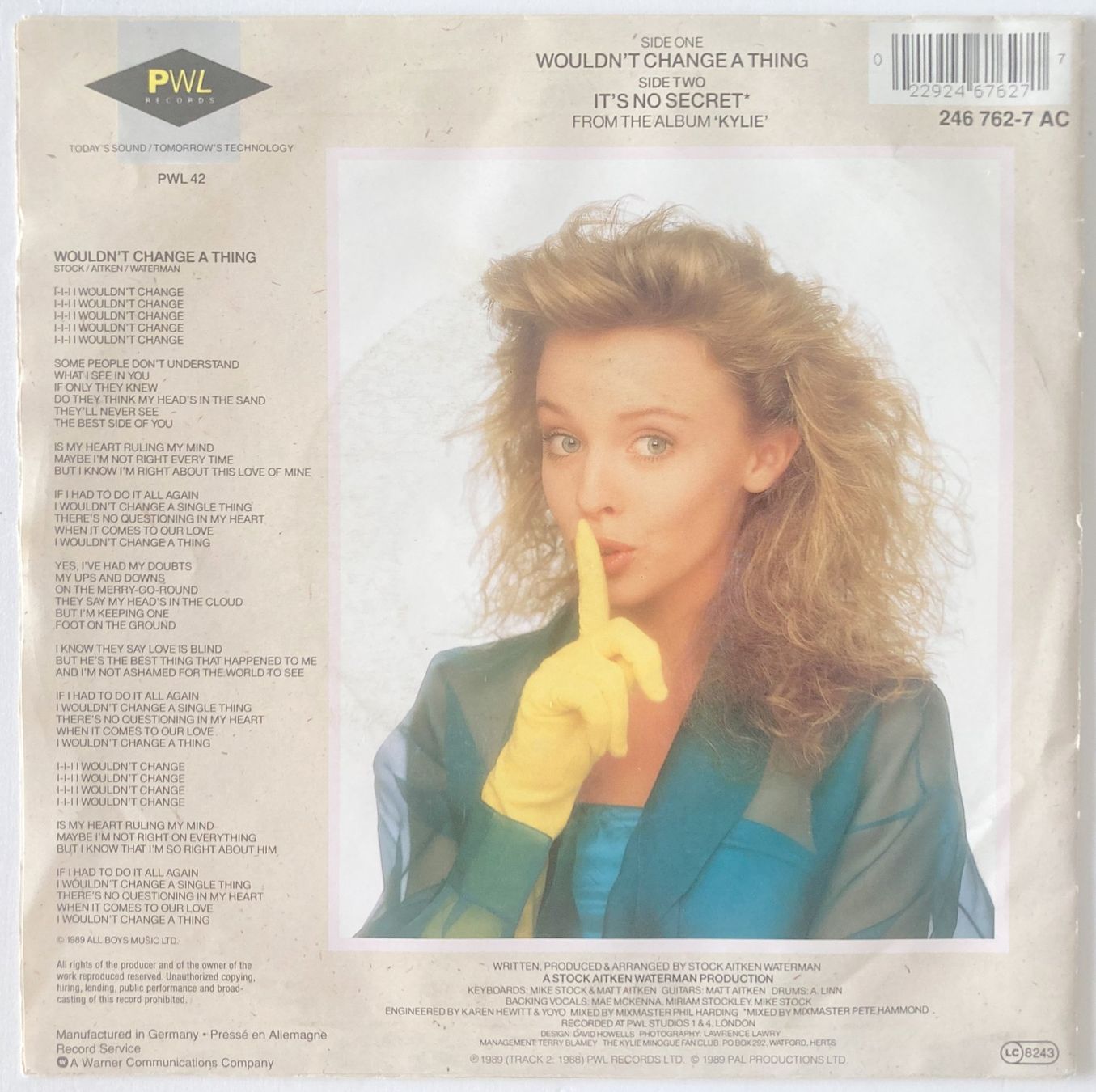 Dischi in vinile: KYLIE MINOGUE - WOULDN'T CHANGE A THING – Usato da Bottens venduto da hotter-than-hell 1