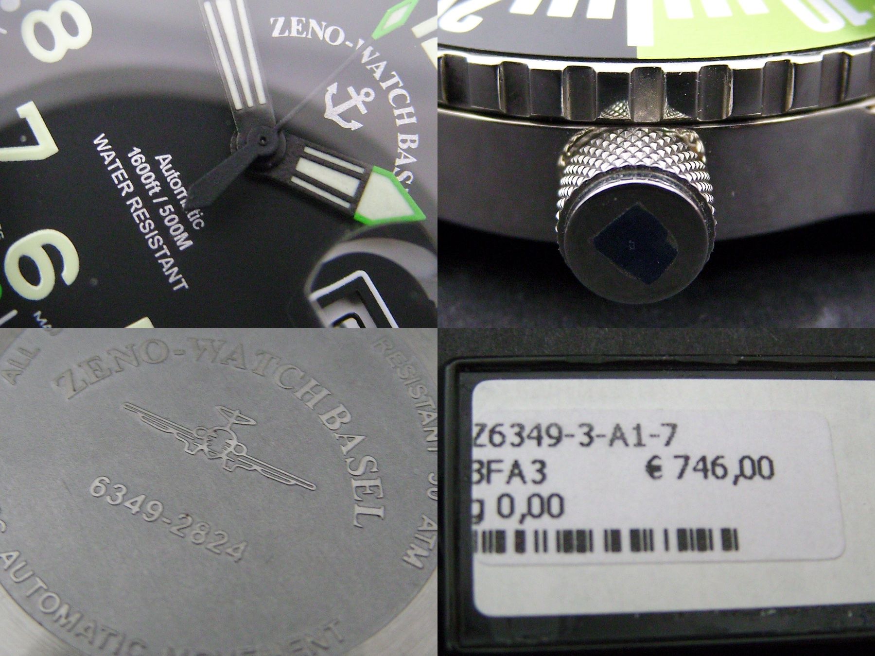 Zeno Orologi: Neue Airplane Diver Automatic Numbers, black/green – Nuovo e nell'imballaggio originale da Mels venduto da niezie2002 7
