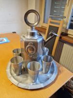 Likör Set Zinn mit 5 Becher und Tablett guter Zustand