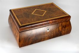 B0312 Art Deco-Schmuckschatulle Intarsien Einlegefach ~1930