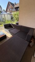 Lounge mit Tisch / Poly Rattan / dunkelgrau