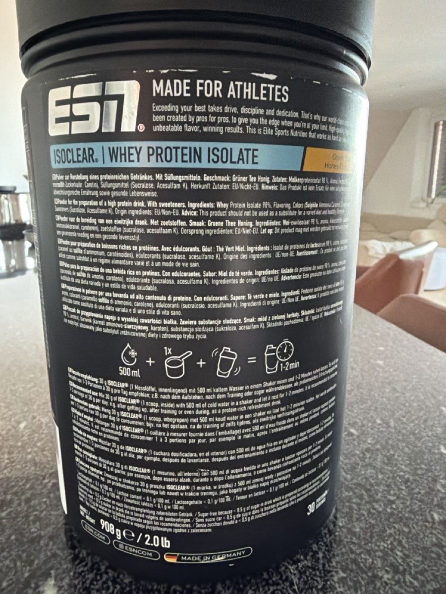 Esn Lebensmittel & Spezialitäten: ESN ISOCLEAR Whey Protein Isolate 908g Green Tea – Neu und originalverpackt aus Niederwil SG von jgu_t2gl 1