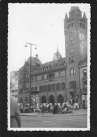 .Basel , Rathaus 1955 Motorräder , Echtfoto