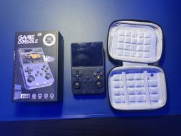 Retro Handheld Konsole R36S schwarz mit Tasche neuwertig