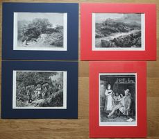 4 antike Drucke nach Holzstichen von Adolf Gloss