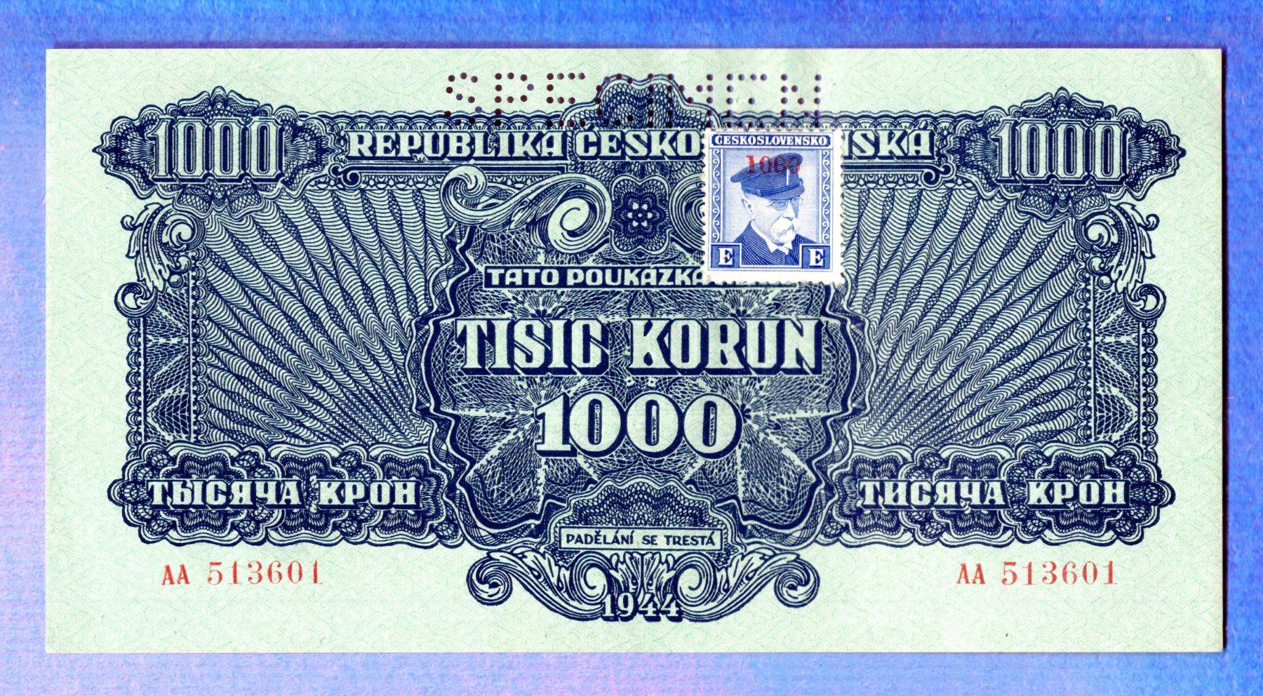 Banconote: Czecoslovakai 1000 korun Specimen UNC – Nuovo (secondo la descrizione) da Leibstadt venduto da baroc333