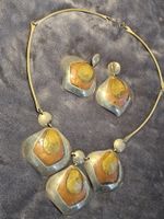 Vintage 60er Jahre Set Choker, Halsreif/Ohrhänger Metall