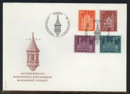 1963, FDC, Ergänzungswerte Baudenkmäler 1960 (Nr. 391–394)