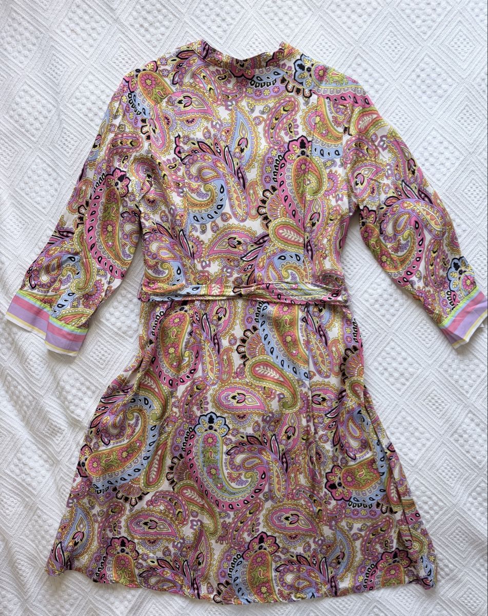 Marella Vestiti: Marella Kleid Paisley mit Bindegürtel M – Usato da Einsiedeln venduto da kalliopee 1