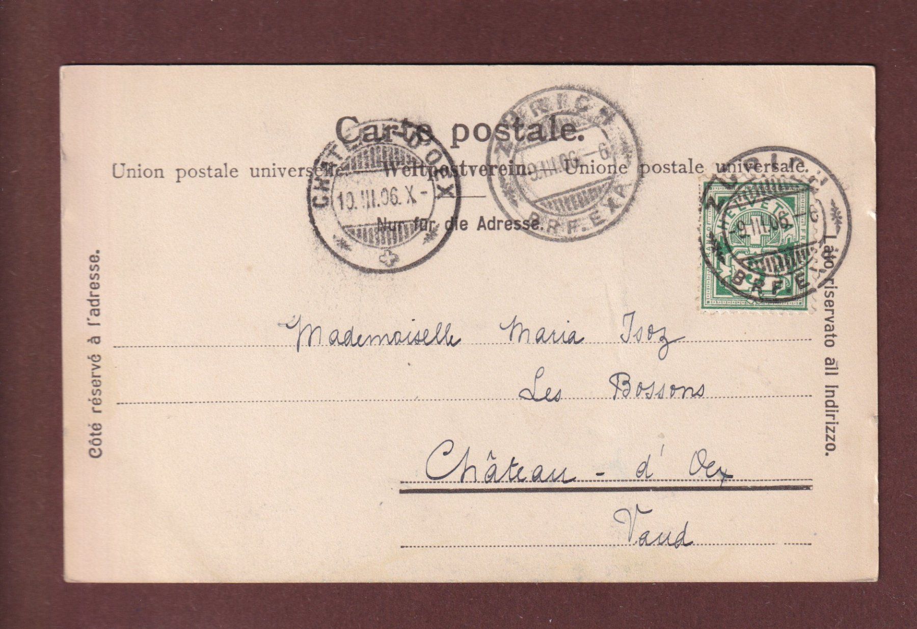 Ansichtskarten: ZÜRICH - Zwingli-Denkmal - 1906 – Gebraucht aus Pully von nicecards 1