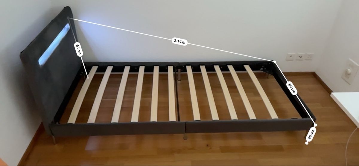 Letti: Graues Bettgestell mit Lattenrost und LED Licht – Nuovo (secondo la descrizione) da Bettlach venduto da Kvety 4