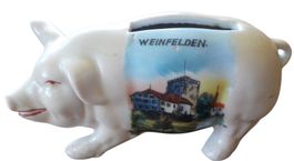 antike Spardose Porzellan Schwein
