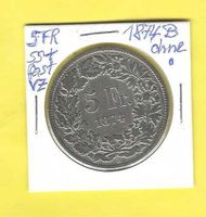 5.-1874 B ohnePUNKT/ss+bisvz/Aufl.0,19Mio/HP ca 380.-/Patina