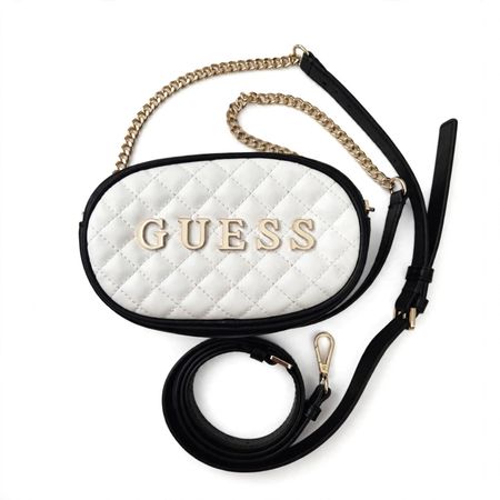 GUESS Mini Tasche Weiss Quilted Oval Chain Crossbody Bag