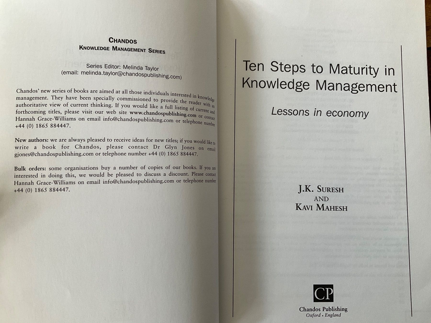 Libri: Ten Steps to Maturity in Knowledge Management📚 – Usato da Avenches venduto da Lactobacille 2