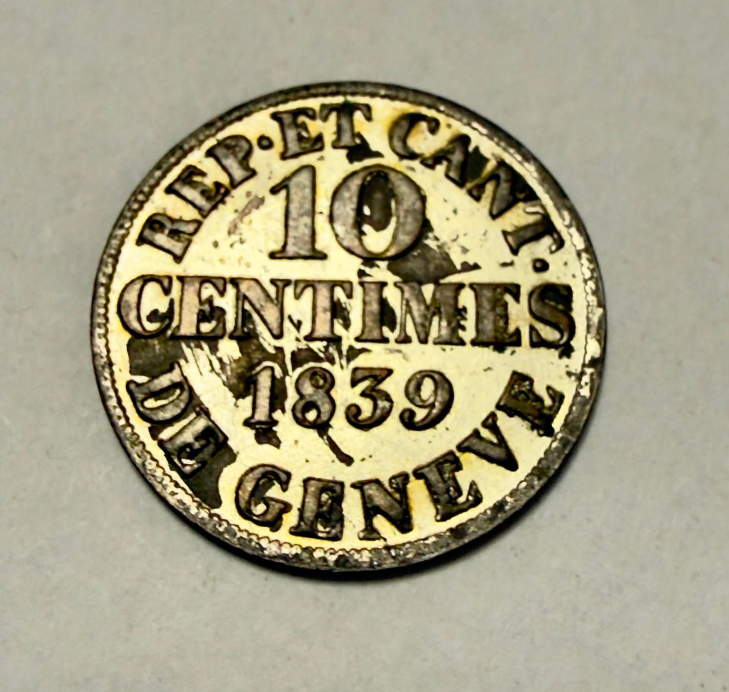 Tutti le monete: Geneve 10 centimes 1839 UNC grade – Nuovo (secondo la descrizione) da Zürich venduto da Tasmiyah