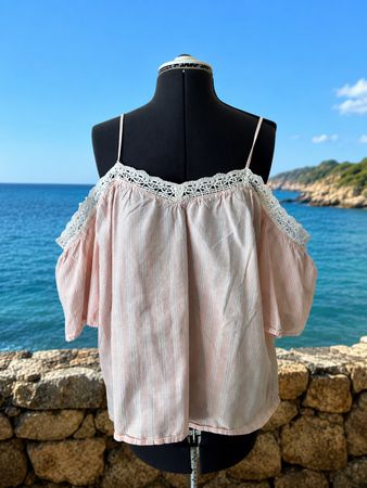 🌸 Springfield Off-Shoulder Top Rosa Gr. 40 Spitze 🌸