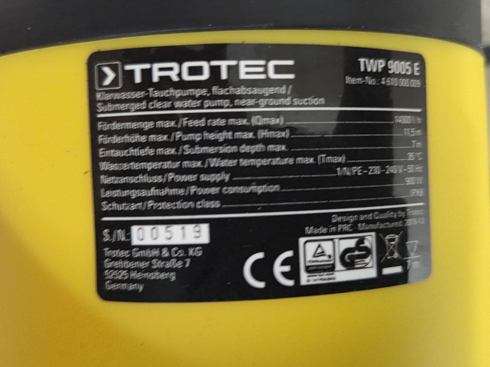 Pompes et pièces: Teichpumpe Trotec TWP 9005 E – D'occasion à Lufingen par Bribru0 1
