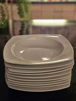 10 Teller für Suppen, Pasta, etc. - weiss - Porzellan