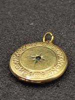 Antike vergoldete Amulett kleine Saphir um 1890j. Top