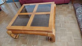 Couchtisch Holzglas rechteckig guter Zustand