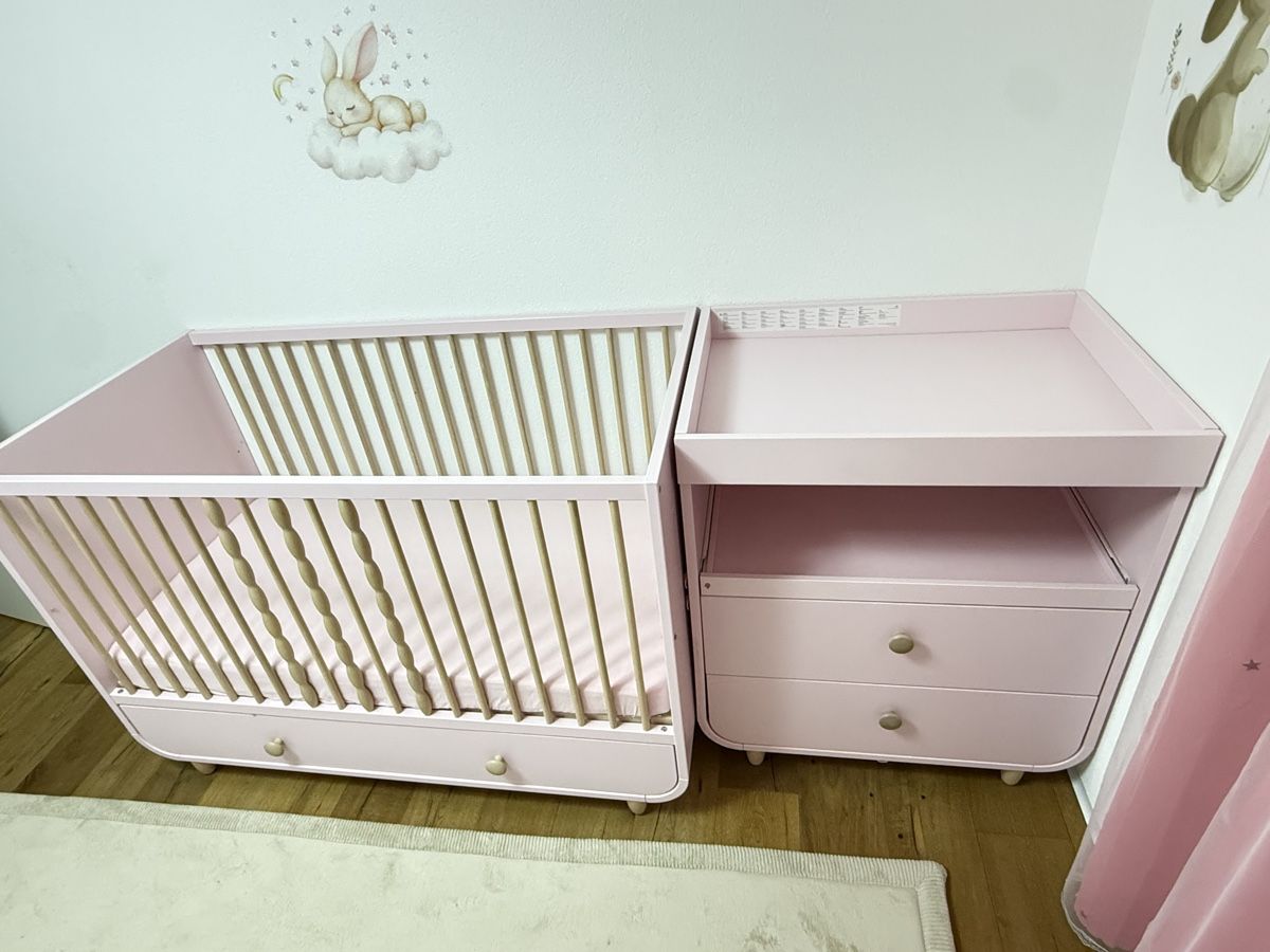 Ikea Wickeltisch & Zubehör: IKEA MYLLRA Baby Crib with changing table, Light Pink – Gebraucht aus Pratteln von ole_lm65 1