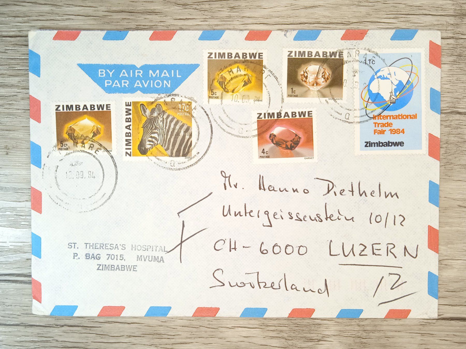 Tutti i francobolli: TR63 Enveloppe + Timbre Zimbawe 1984 – Usato da Cousset venduto da Patrick_Collections