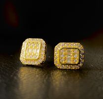 Gold 21k verg. Ohrring Baguette Zirkonia Iced Out