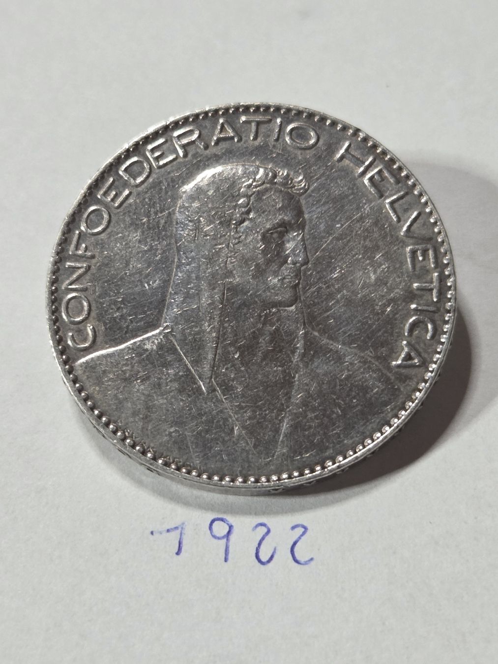 Alle Münzen: 5 francs suisse argent 1922 + 1923  – Gebraucht aus Neuchâtel von pasprie 2