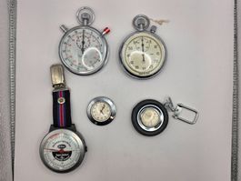 5 Stoppuhren Konvolut für Sammler, Retro-Design (74)