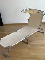 Liegestuhl faltbar mit Sonnendach Beige Aluminiumgestell