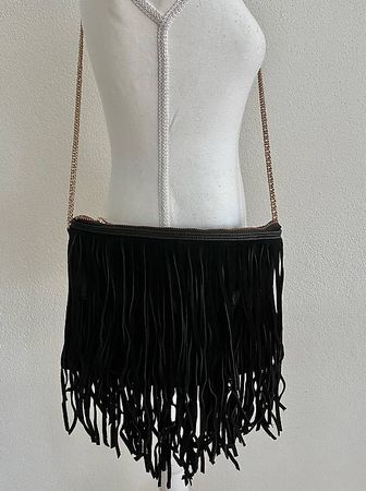 Tasche schwarz mit Fransen